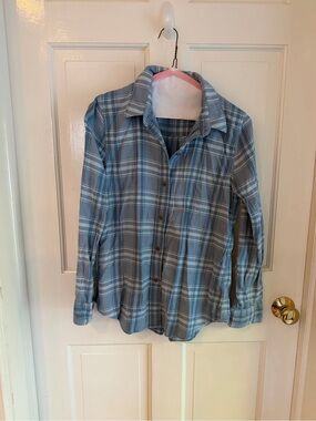 Faherty Classic Stretch Flannel Blue Plaid Button Down Shirt Women’s S